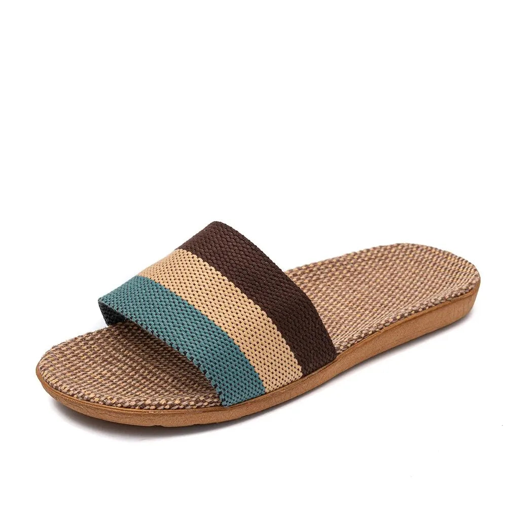 Women's Summer Linen Slippers – Lightweight EVA Flat Sandals, Casual Home Shoes