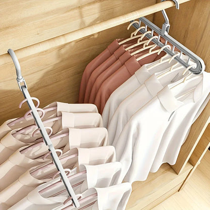 3pcs Foldable 9-Hole Plastic Hangers – Heavy Duty Space-Saving Clothes Organizer for Closet & Home