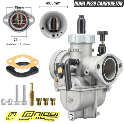 NIBBI PE Flange Carburetor for Motorcycle – 19mm-28mm 2T/4T GY6 Engine 100cc-250cc ATV Yamaha Pitbike Racing