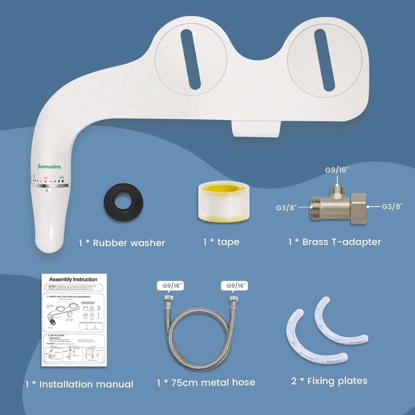 SAMODRA Ultra Slim Bidet Attachment for Toilet Seat: Dual Nozzle, Adjustable Water Pressure - Non-Electric Ass Sprayer