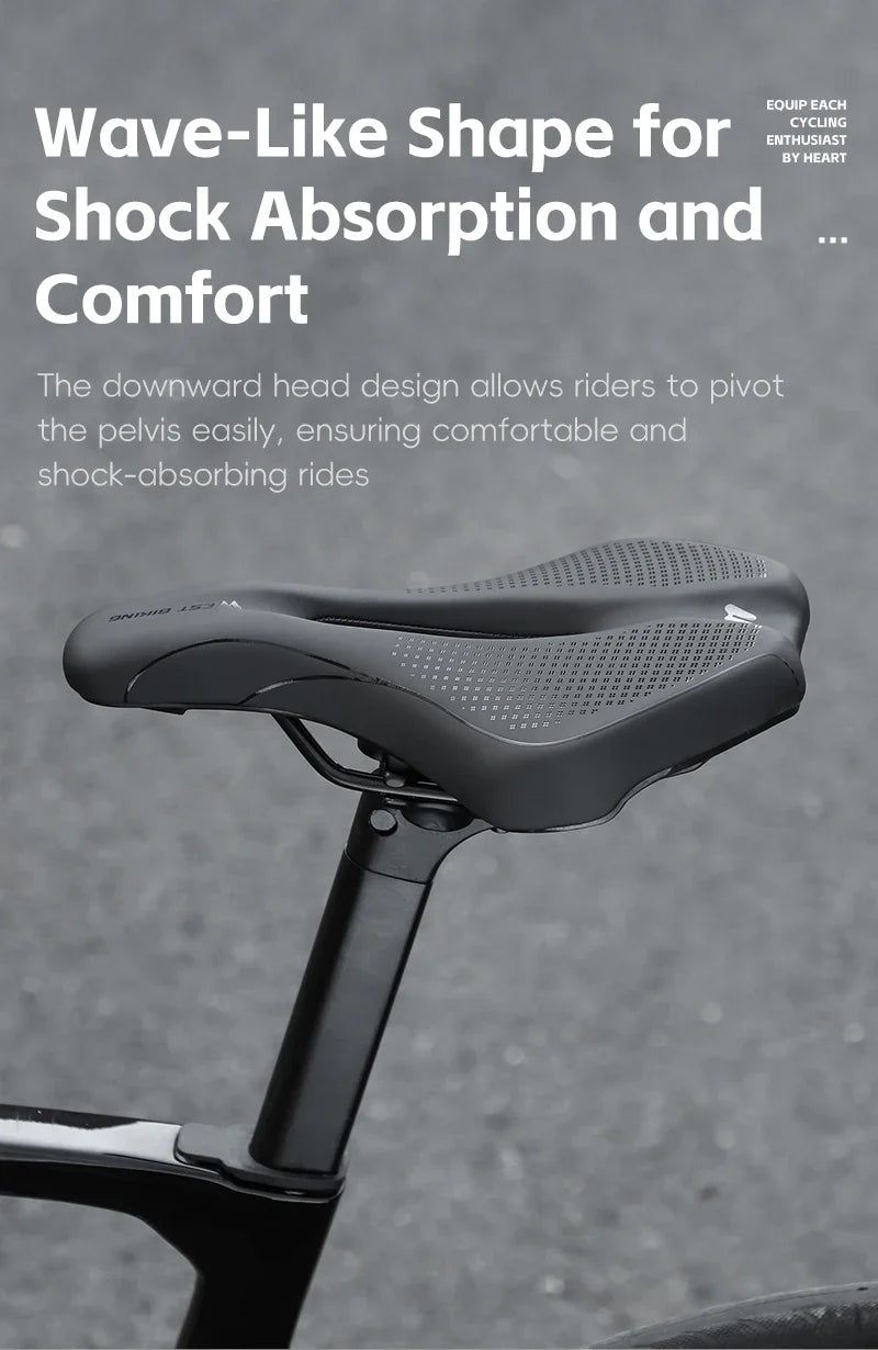 WEST BIKING Bicycle Saddle — Comfortable Hollow PU Leather Bike Seat | Wear-Resistant Road Cycling Cushion