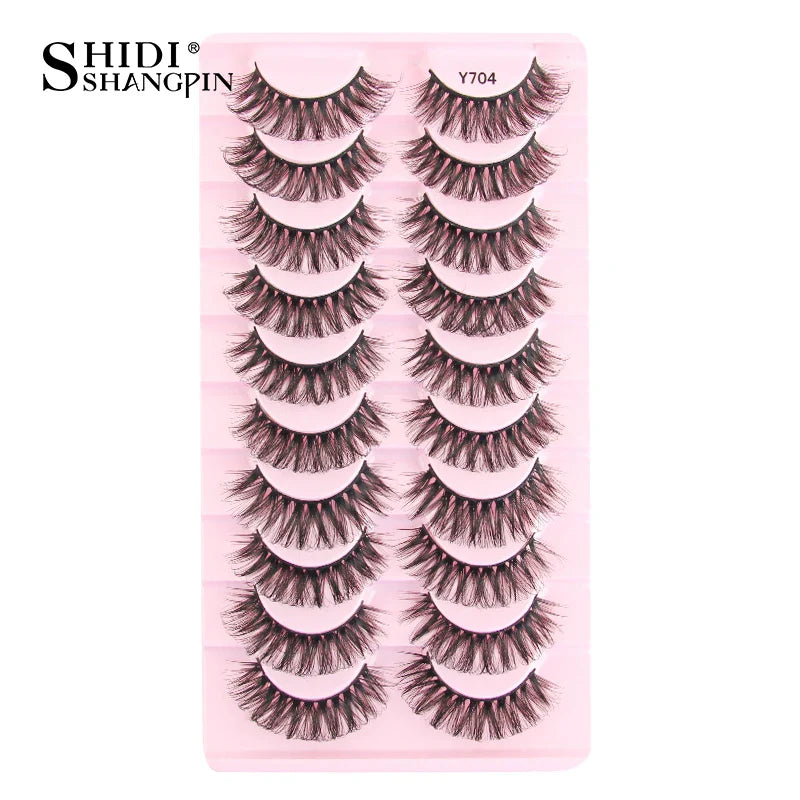 SHIDISHANGPIN 5/10 Pairs Cat Eye False Lashes – 3D Mink Half Lashes, Eyelash Extensions for Natural Makeup, Faux Cils Maquiagem