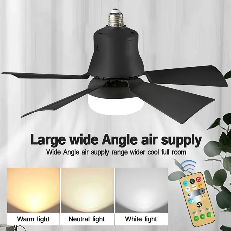 30W Ceiling Fan with LED Light – Dimmable Remote Control, E27 Base Smart Fan for Bedroom & Living Room