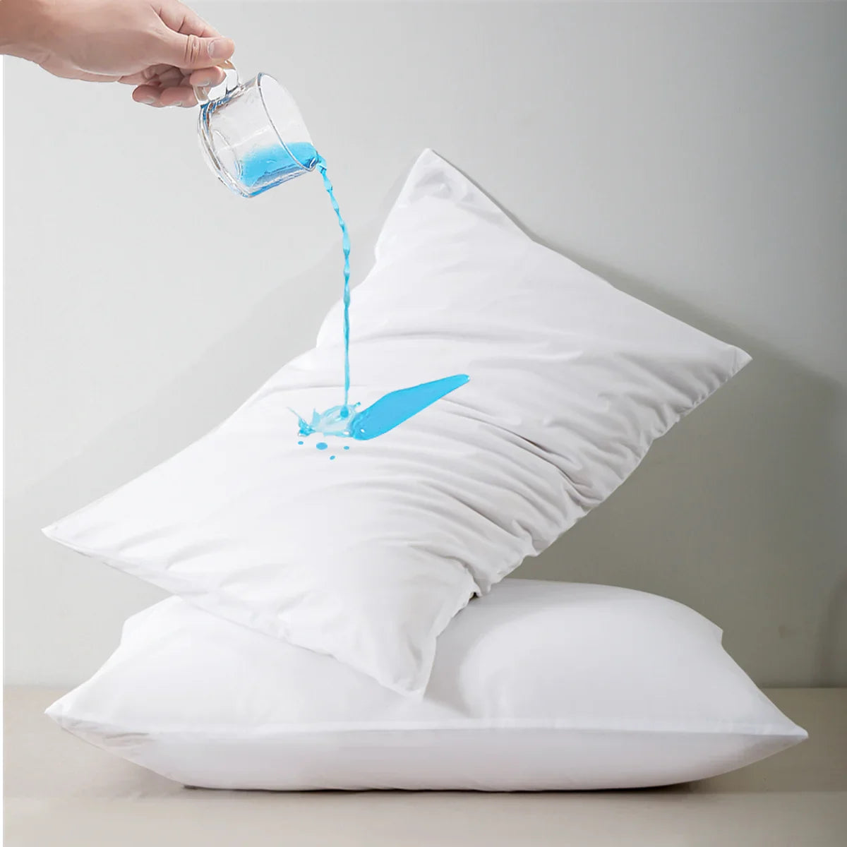 2-Piece Zippered Waterproof Pillow Covers – Oil-Resistant Knitted Pillow Protectors for Bed