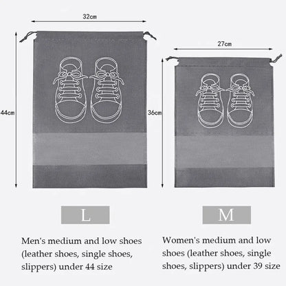 10-Pack Shoe Storage Organizer Bags: Non-Woven Travel Portable Closet Bag with Waterproof Pockets - Transparent Hanging Bag for Clothing