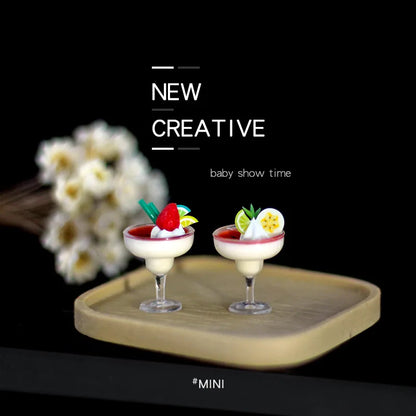 1/12 Dollhouse Miniature Yogurt & Ice Cream Cup – Simulation Drink Goblet Model Toy for Doll House Decoration Accessories