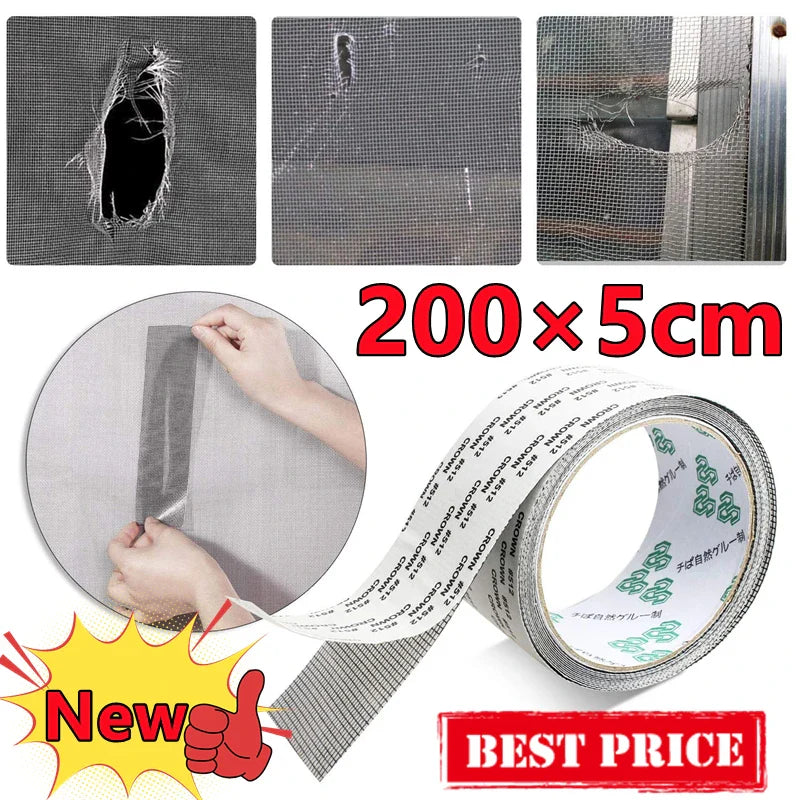 200*5cm Window Mosquito Net Repair Tape | Self-Adhesive Window Screen Patch | Strong Anti-Insect Fly Mesh Repair for Broken Holes