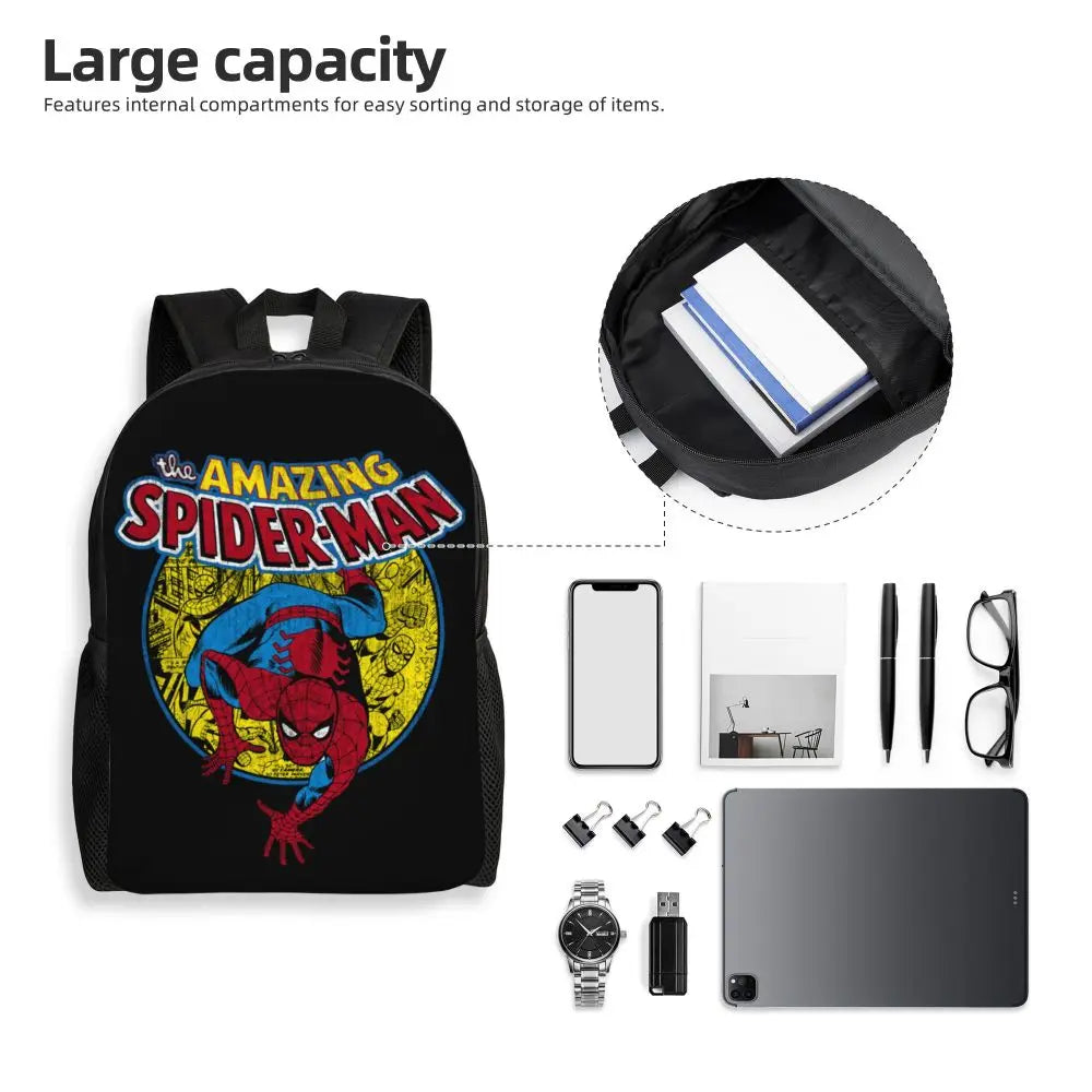 Custom Spider-Man Web Backpack – Water-Resistant School & College Bag for Men and Women
