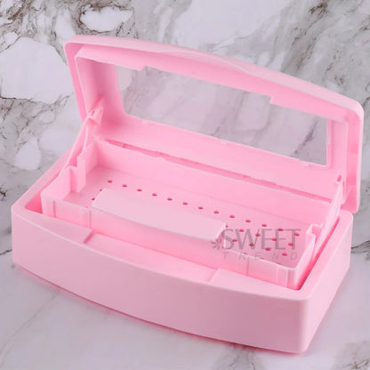 Nail Sterilizer Disinfection Box Pink | Manicure Metal Tool & Tweezers Sterilizer Tray for Salon