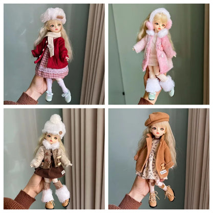 2025 Winter BJD Doll Clothes Set – 6-Point 30cm Doll Jacket & Dress Outfit