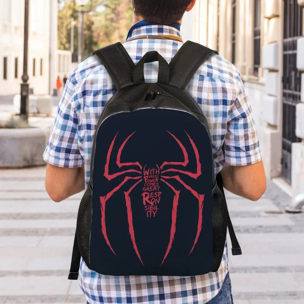 Custom Spider-Man Web Backpack – Water-Resistant School & College Bag for Men and Women