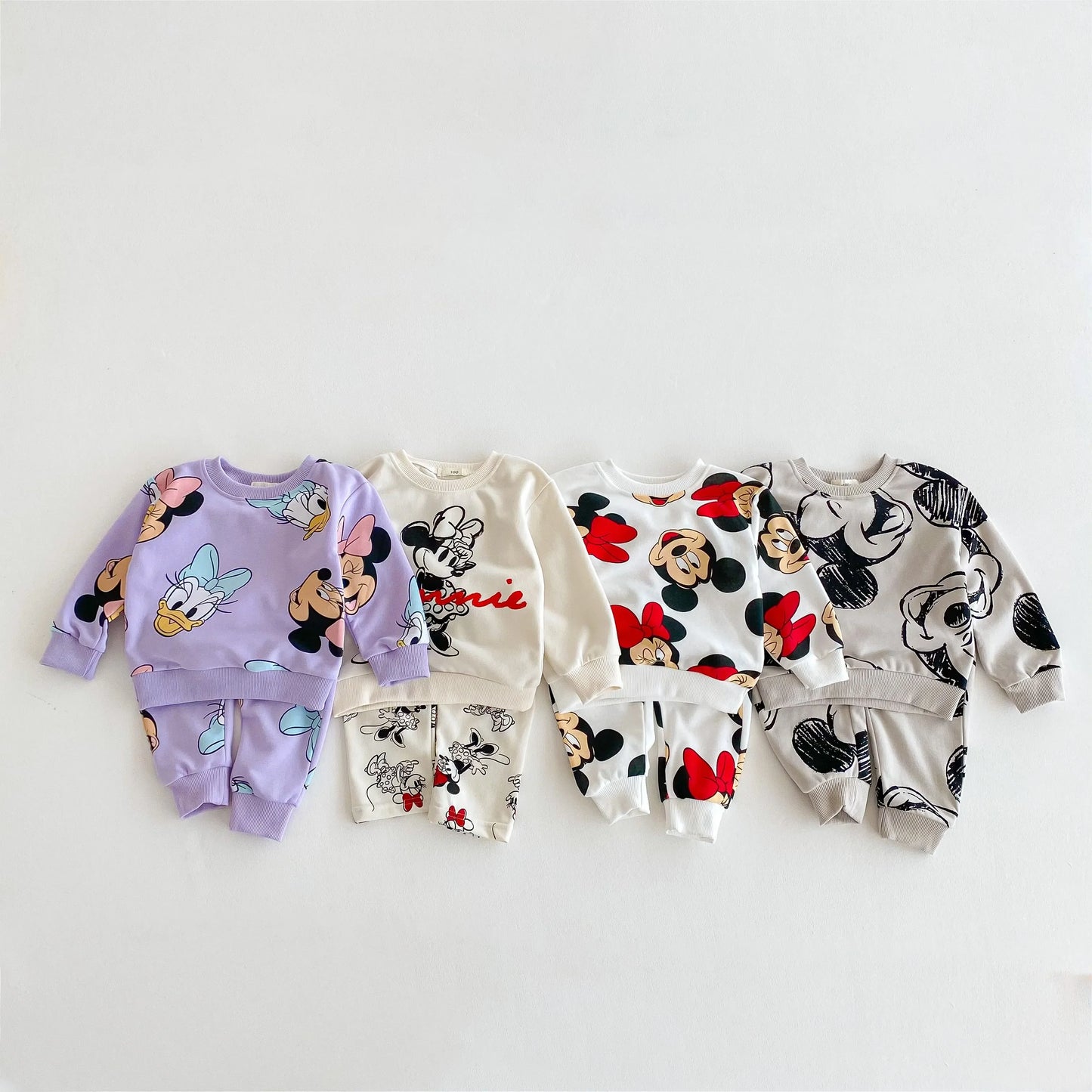Disney Cartoon Sweatshirt Set – Autumn Long Sleeve Tops & Pants for Kids, Casual Outfit