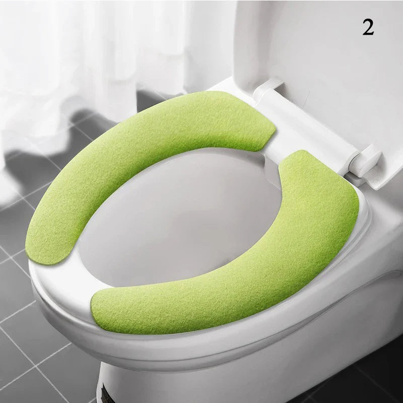 2-Pack Reusable Flannel Toilet Seat Cover Pads – Washable Warm Bathroom Seat Cushion Set