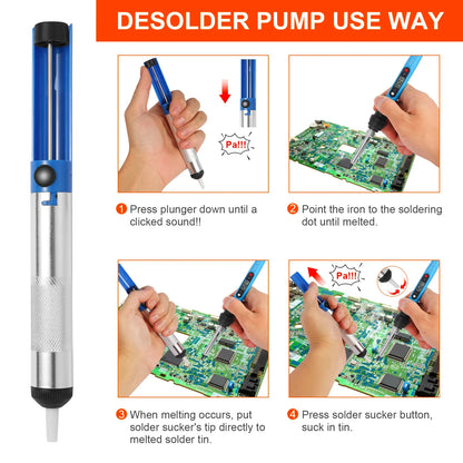80W LCD Digital Soldering Iron Kit for Electronics – Adjustable Temperature Welding Repair Tool Set with Switch & Soldering Tips for Precision Work