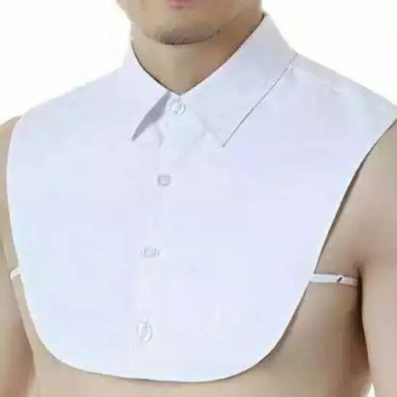 Men's Fake Collar Shirt – Solid Color Business Wear, All-Match Cotton Formal Wear for Spring and Summer