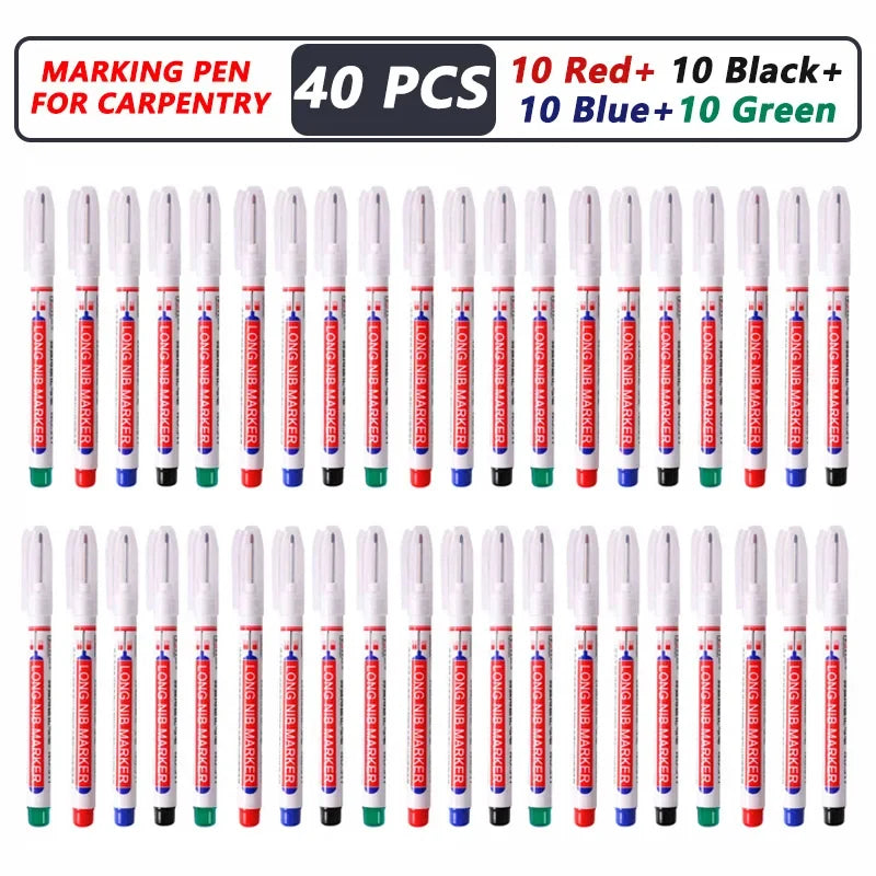 20mm Deep Hole Marker Pen Tips - Long Nib Waterproof Markers for Metal, Woodworking & Bathroom Decoration