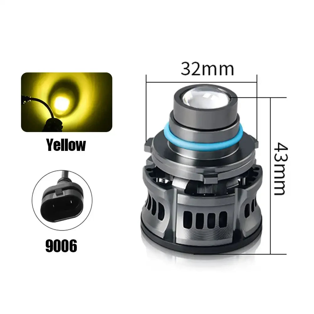 Laser Lens Car Headlight & Fog Light Bulb – H7/H8/H9/H11/9006 HB4 LED, White/Yellow/Ice Blue
