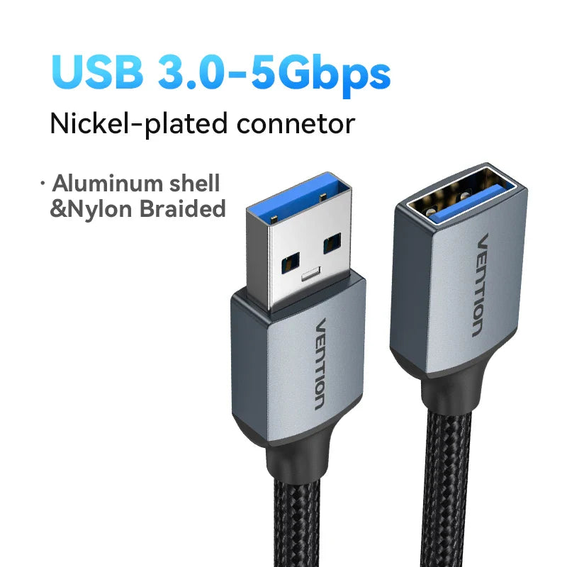 Vention USB 3.0 Extension Cable – High-Speed Data Extender Cord for PC, Smart TV, Xbox One & SSD | USB 2.0/3.0 Compatible Cable