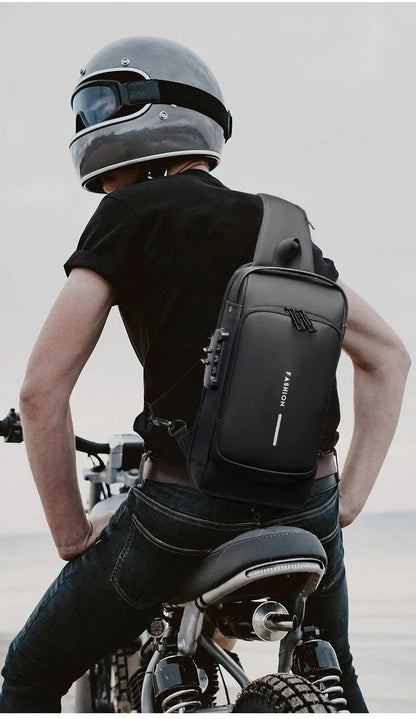 Designer Multifunction Anti-Theft USB Shoulder Bag – Travel Crossbody Messenger Sling Chest Bag for Men, Luxury Brand
