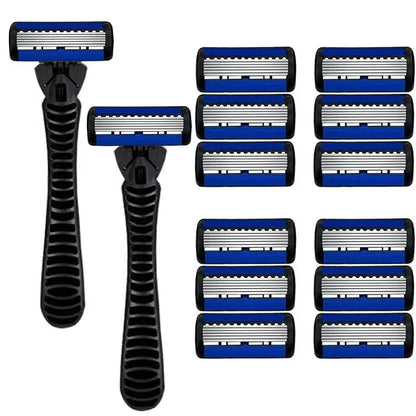6-Layer Manual Safety Razor – Stainless Steel Double Edge Blade Shaver for Beard & Moustache Grooming