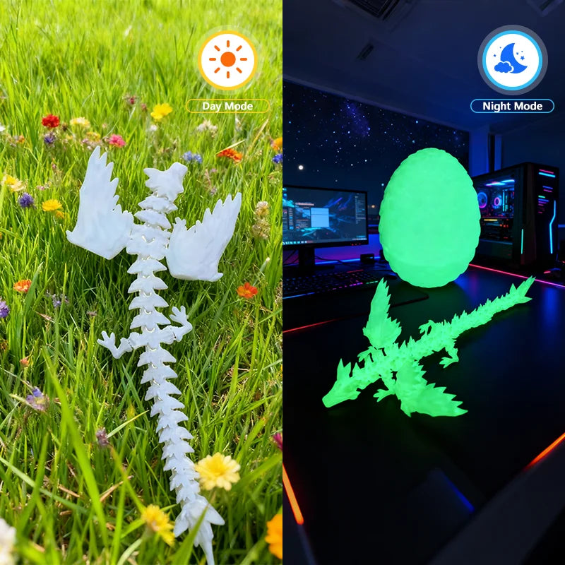 3D Printed Articulated Dragon Figurine - Colorful Gem Dragon Movable Joint Desktop Fantasy Action Figure Craft