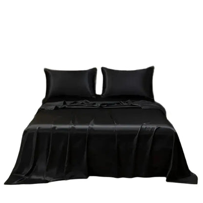 Silky Satin Bed Sheet Set for Summer – Ice Cooling Flat Sheet with Pillowcase, Single/Queen/King Sizes