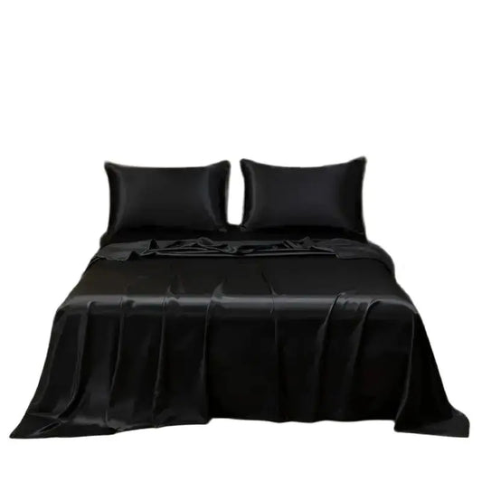 Silky Satin Bed Sheet Set for Summer – Ice Cooling Flat Sheet with Pillowcase, Single/Queen/King Sizes