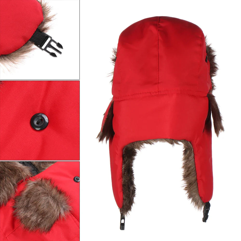Men's and Women's Trapper Bomber Hats - Ushanka Winter Earflap Hat, Warm Plush Cap for Outdoor Sports, Skiing, Hunting, and Fishing
