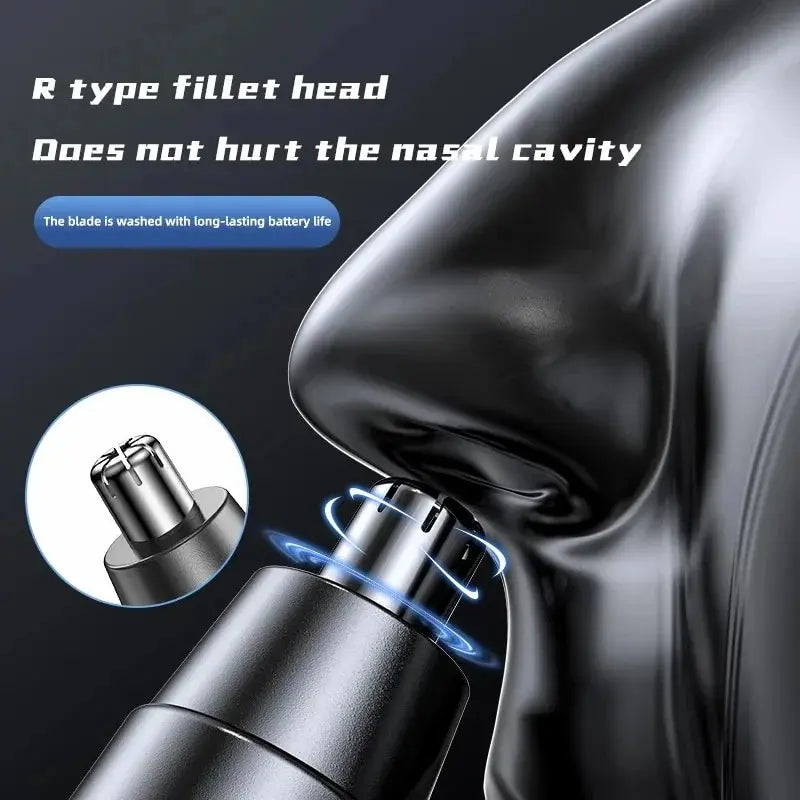 Black Electric Nose Hair Trimmer: Low-Noise, High-Torque Motor for Men and Women - Washable Nasal Hair Remover