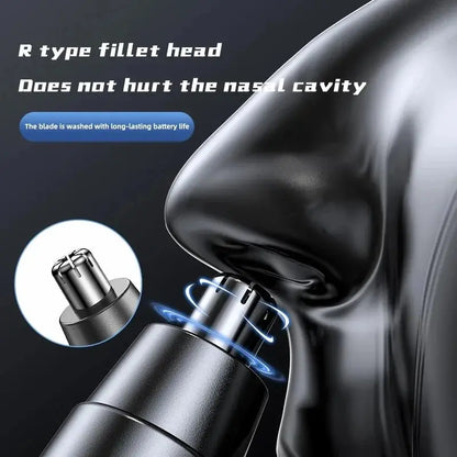 Black Electric Nose Hair Trimmer: Low-Noise, High-Torque Motor for Men and Women - Washable Nasal Hair Remover