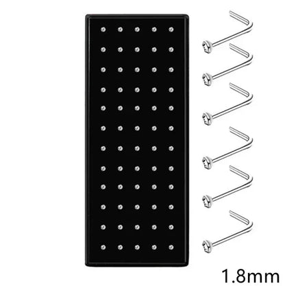 Women’s Crystal Stainless Steel Nose Stud – Hypoallergenic 1.8mm Straight, L, or Screw Nose Ring Jewelry