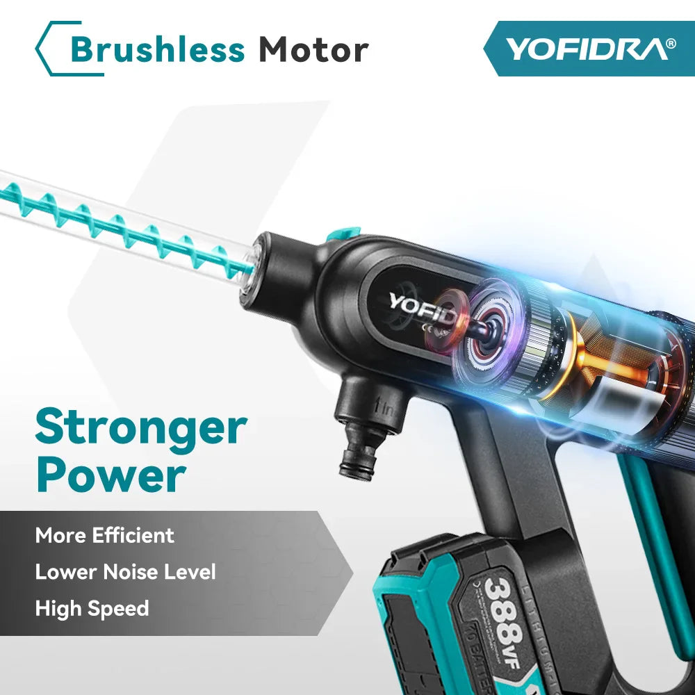 YOFIDRA 220Bar Brushless High Pressure Car Washer – 3 Gear Electric Spray Gun for Makita 18V Battery, Garden & Vehicle Cleaning