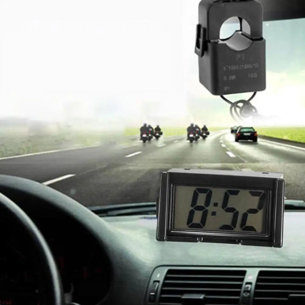 Mini Digital Car Dashboard Clock – Large Screen Self-Adhesive Electronic Clock for Cars & Trucks, Portable Mini Time Display Accessory