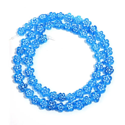 Colorful Lampwork Flower Beads - Thousand Flower Flat Plum Blossom Loose Beads for DIY Bracelet & Jewelry Crafts