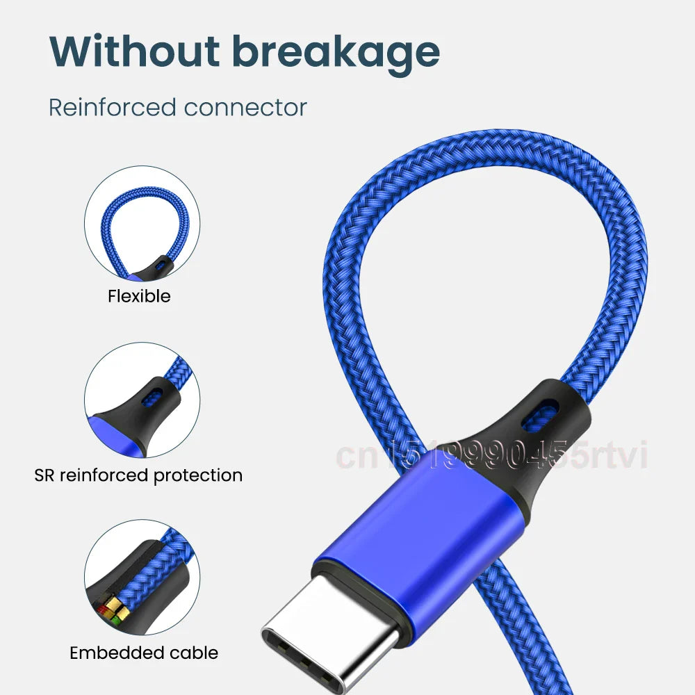 4-in-1 USB Cable for iPhone & Android | Micro USB/Type C/8 Pin Charger | 3A Fast Charging for Huawei, Samsung, Xiaomi