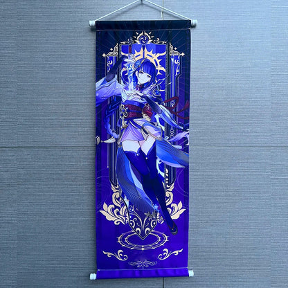 Hot Game Impact Scroll Canvas – Cartoon Heroes Wall Hanging Poster for Cosplay, Halloween, Xmas Decor & Gifts