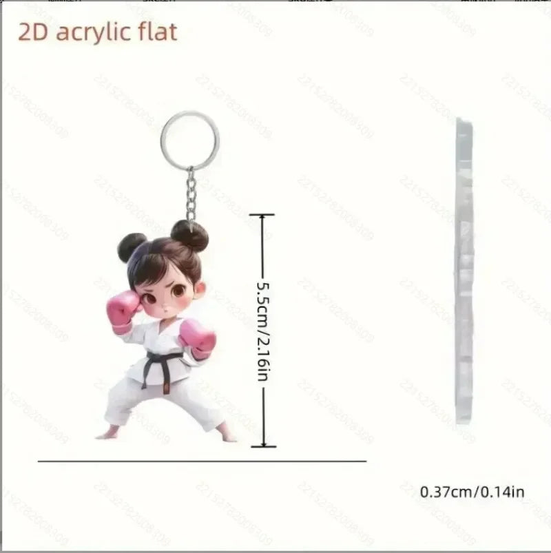 2D Flat Taekwondo Kung Fu Acrylic Keychain – Car Rearview Mirror and Backpack Pendant Accessory Gift