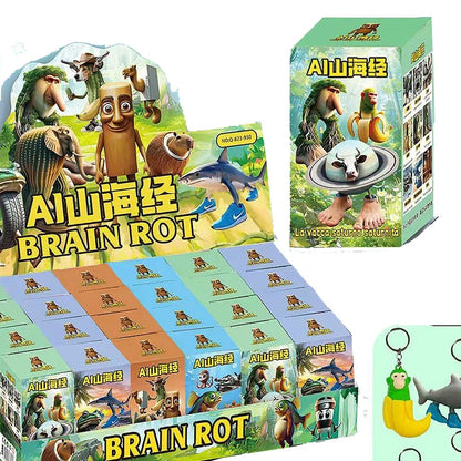 24PCS Tungtungtung Sahur Blind Box Toys — Tralala Shark, Bombardinocrocodilo Figures, Moveable Keychain Collectible Set