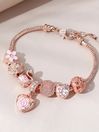 Fashion Multi-Element Rose Love Swan Bracelet, Drip Oil Design, Family Jewelry, Daily Dressing & Party Gift -7633