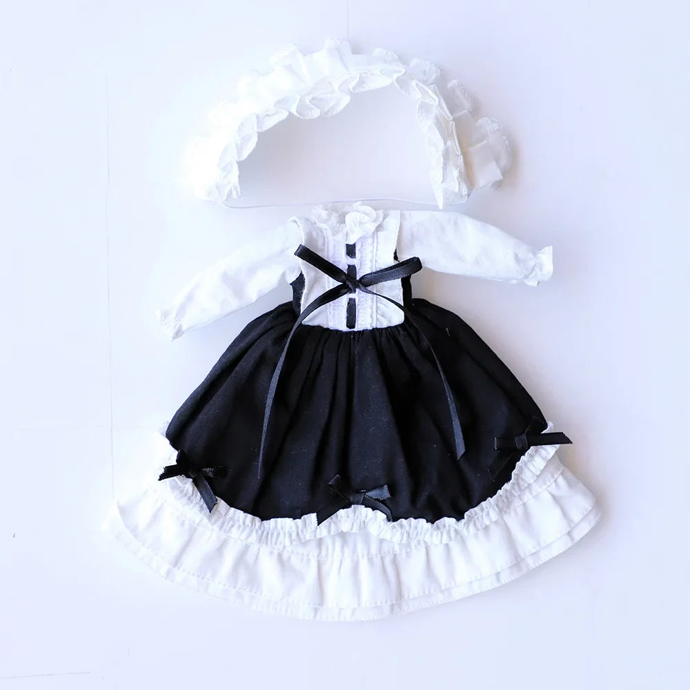 Blythe Doll Clothes – Wine Red & White Princess Dress with Lace for YMY, Licca, Azone OB24/OB27 Dolls