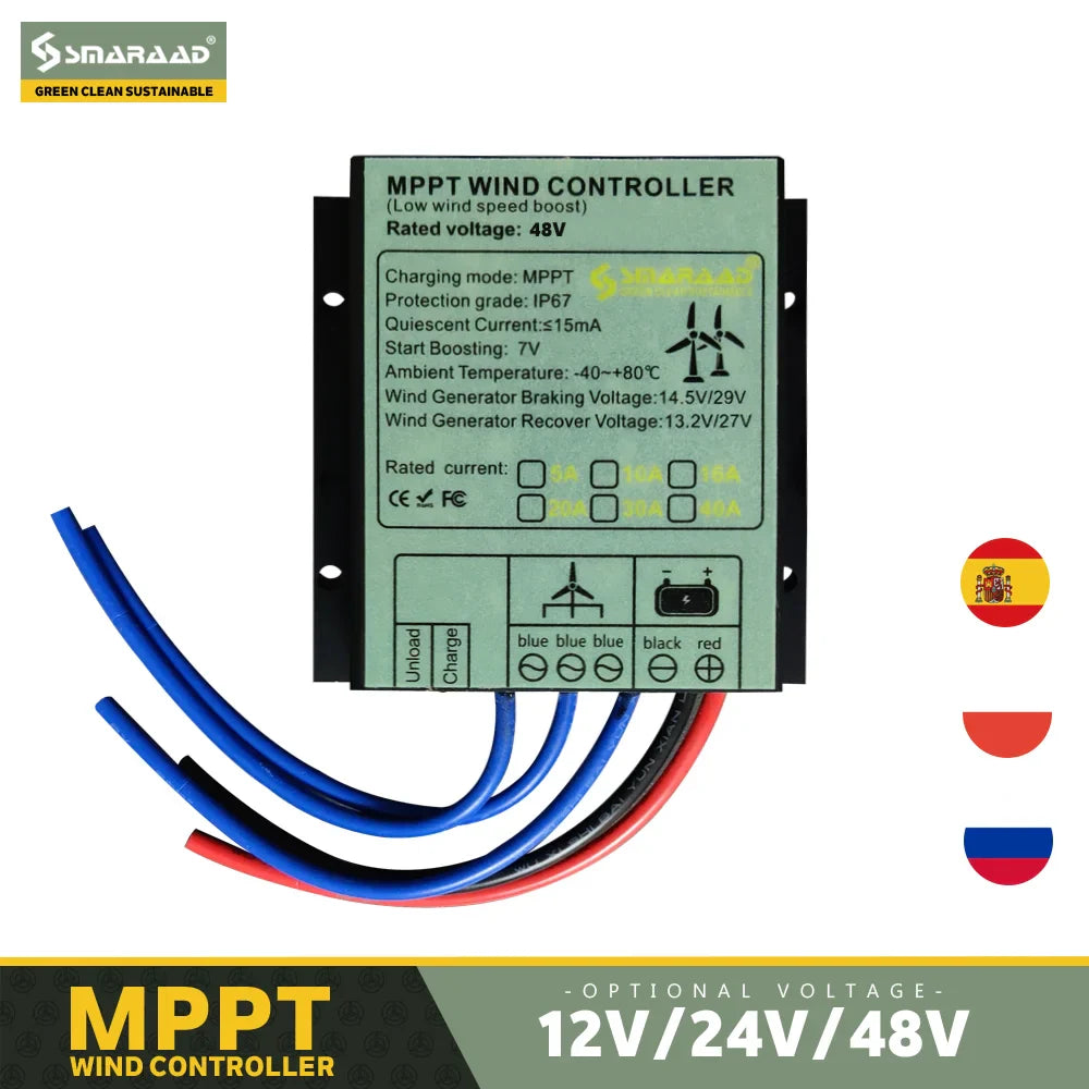 3000W Vertical Wind Turbine – 12V/24V/48V Small Windmill with 220V Output for Home & Farm, Includes MPPT Controller