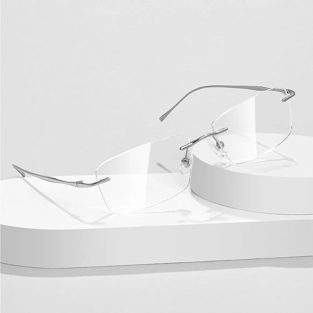 Ultra-Light Pure Titanium Rimless Glasses Frame – Anti-Blue Light Optical Frames for Men, Custom Prescription Eyeglasses