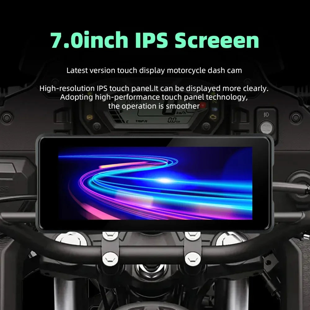 7-Inch Motorcycle GPS Navigation with Wireless Apple CarPlay & Android Auto – Waterproof Touchscreen Display, BT Connectivity, IPX7