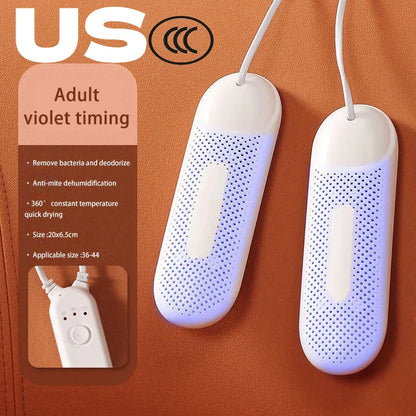 Portable Electric Shoe Dryer & Freshener – UV Dehumidifier for Footwear & Socks, Timed, EU/US/UK Compatible