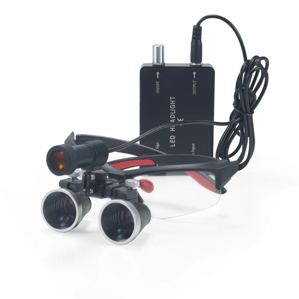 Dental Loupes 2.5X/3.5X Magnification – Binocular Magnifier with 5W Headlight & Cloth Packaging for Medical & Lab Use