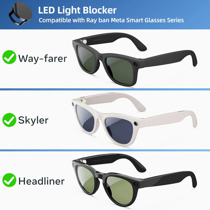 LED Light Cover for Ray-Ban Meta 2 Smart Glasses – Adjustable Light Blocker Compatible with Wayfarer Skyler Headliner