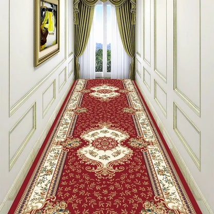 Luxury Chinese Classical Corridor Rug – Crystal Velvet Washable Carpet for Villa, Hotel & Hallway