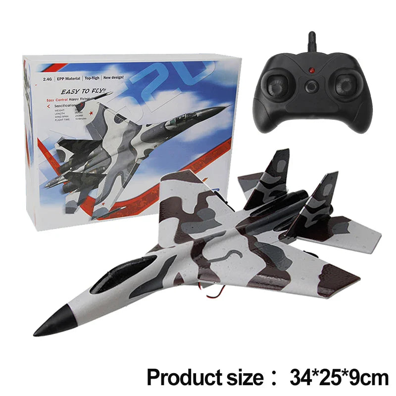 RC SU-35 Foam Fighter Jet – 2.4G Remote Control Glider Airplane Toy for Kids & Boys