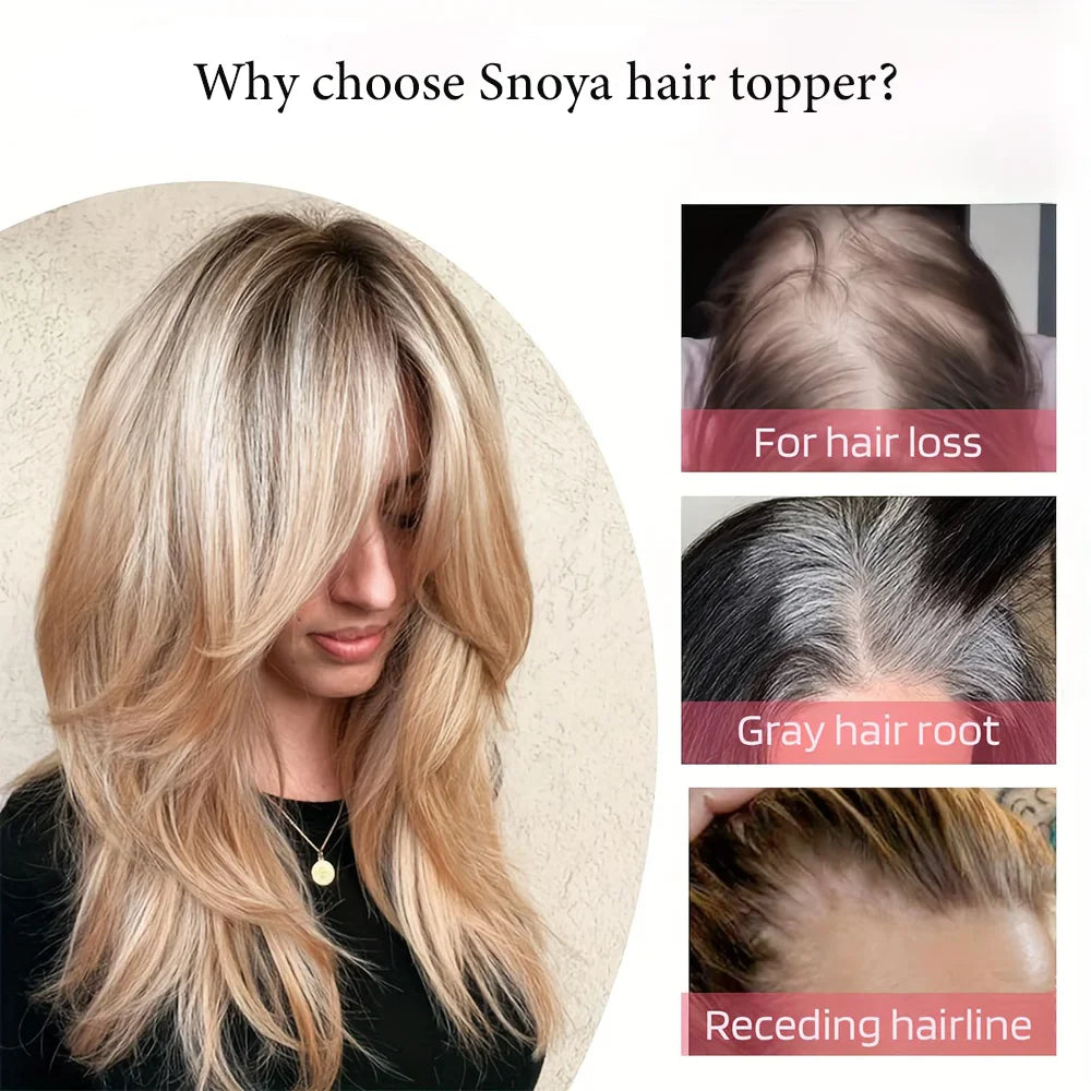 Synthetic Hair Topper with Bangs – Clip-in Hair Extensions for Women, Increase Volume, Cover White Hair & Hairline