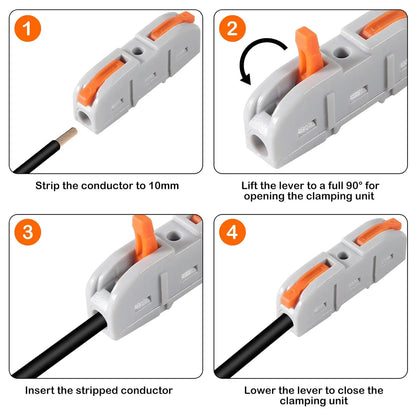 20/34/50PCS Lever Wire Connectors | 1-to-1 Inline Assemblable Electrical Terminals for Wiring